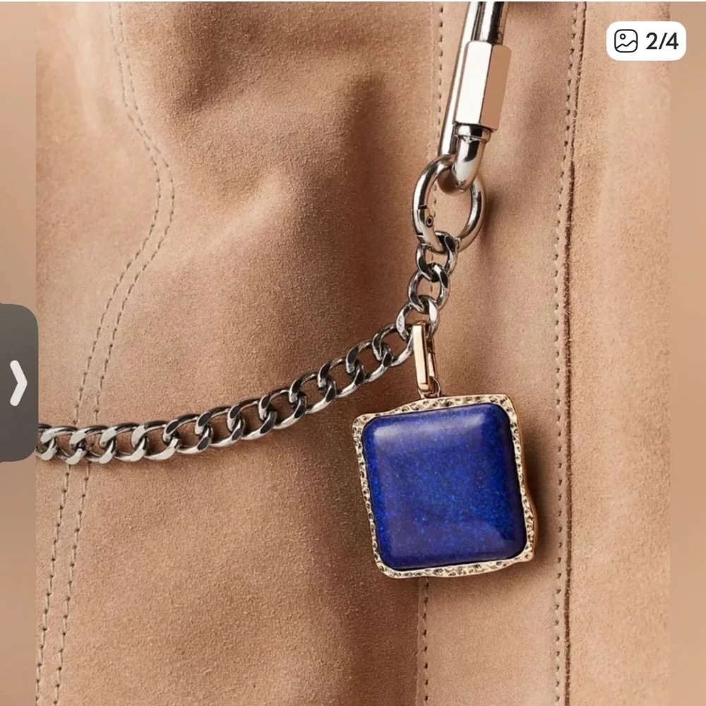 Free People Lapis Square Bag Charm. - Picture 2 of 3
